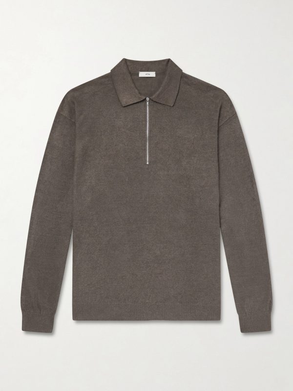 Linen and Cotton-Blend Half-Zip Polo Sweater Linen and Cotton-Blend Half-Zip Polo Sweater