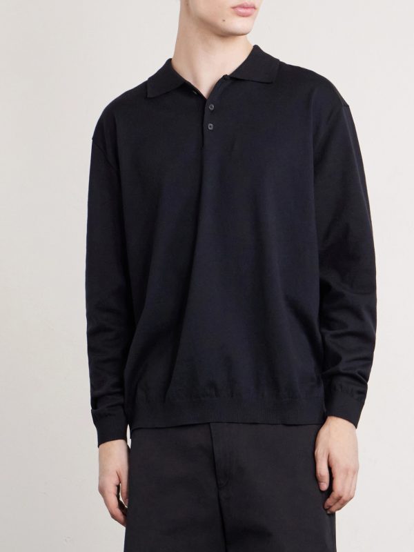 Cotton-Blend Polo Sweater - FR Cotton-Blend Polo Sweater - FR