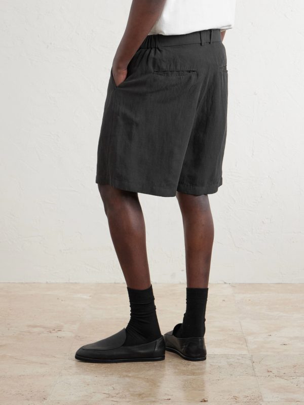 Wide-Leg Cotton and Linen-Blend Twill Shorts - BK Wide-Leg Cotton and Linen-Blend Twill Shorts - BK