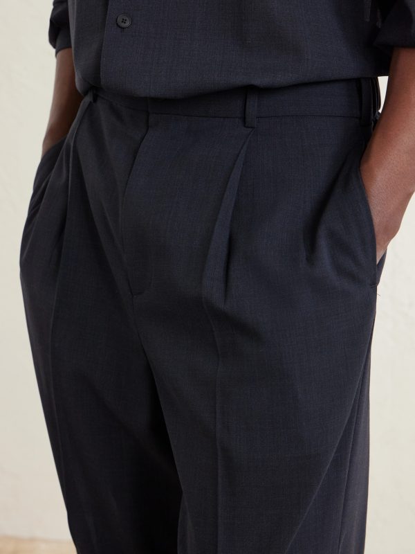 Straight-Leg Pleated Wool-Gauze Trousers - CU
