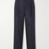 Straight-Leg Pleated Wool-Gauze Trousers