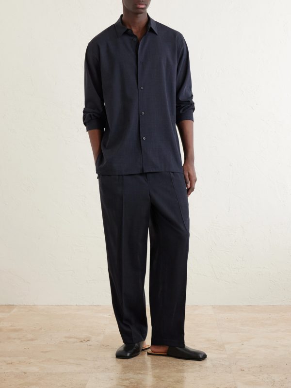 Straight-Leg Pleated Wool-Gauze Trousers - OU