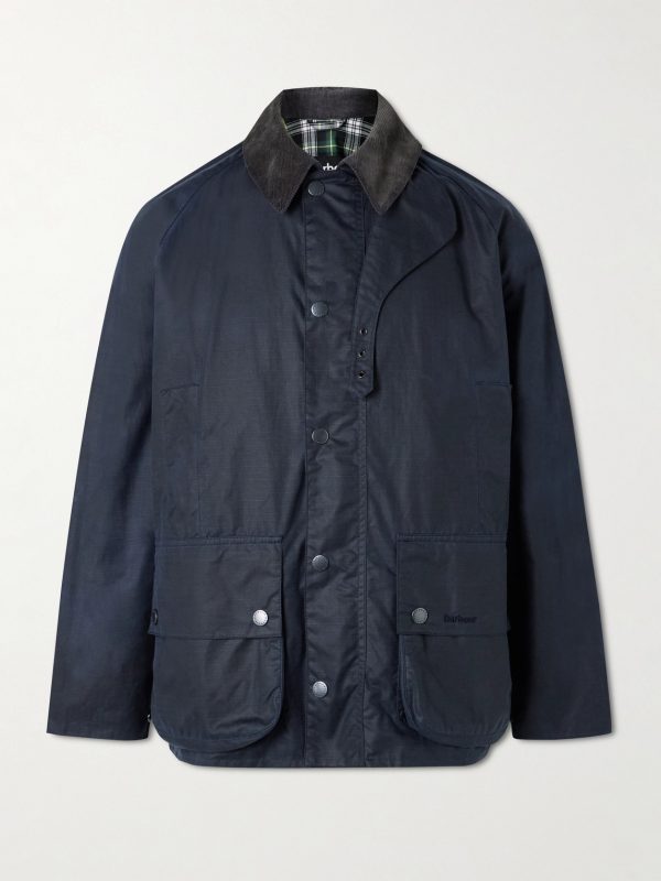 Modified Beaufort Spectator Corduroy-Trimmed Waxed Cotton-Ripstop Jacket