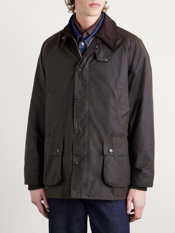 Bedale Corduroy-Trimmed Waxed Cotton Jacket - FR