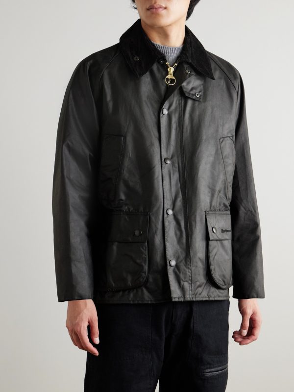 Bedale corduroy-trimmed waxed-cotton jacket - FR Bedale corduroy-trimmed waxed-cotton jacket - FR
