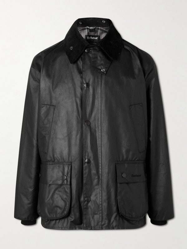 Bedale corduroy-trimmed waxed-cotton jacket Bedale corduroy-trimmed waxed-cotton jacket