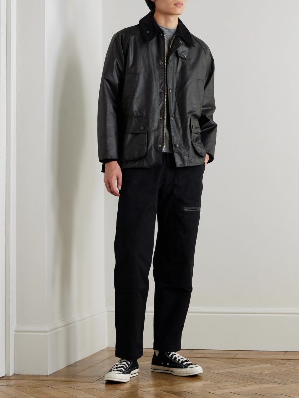 Bedale corduroy-trimmed waxed-cotton jacket - OU Bedale corduroy-trimmed waxed-cotton jacket - OU