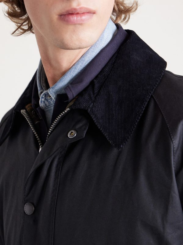 Ashby Corduroy-Trimmed Waxed-Cotton Jacket - CU Ashby Corduroy-Trimmed Waxed-Cotton Jacket - CU
