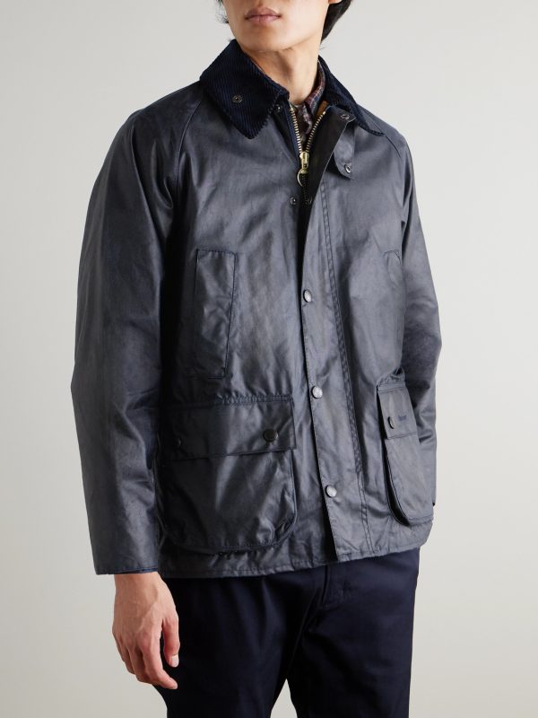 Bedale Corduroy-Trimmed Waxed-Cotton Jacket - FR Bedale Corduroy-Trimmed Waxed-Cotton Jacket - FR