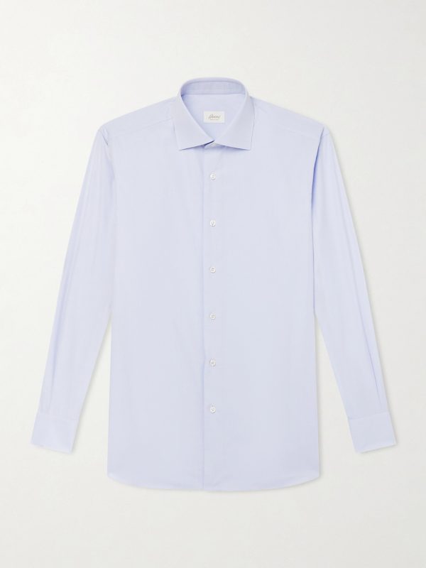 Cutaway-Collar Cotton-Poplin Shirt