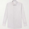 Cutaway-Collar Striped Cotton-Twill Shirt