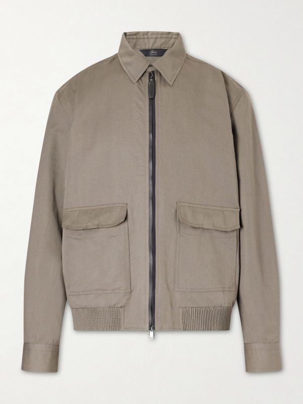 Linen and Cotton-Blend Bomber Jacket Linen and Cotton-Blend Bomber Jacket
