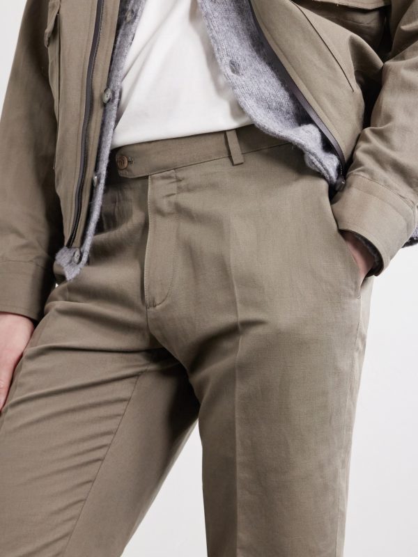 Straight-Leg Linen and Cotton-Blend Trousers - E1 Straight-Leg Linen and Cotton-Blend Trousers - E1
