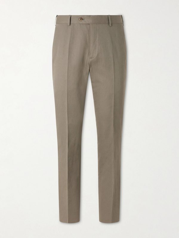 Straight-Leg Linen and Cotton-Blend Trousers Straight-Leg Linen and Cotton-Blend Trousers