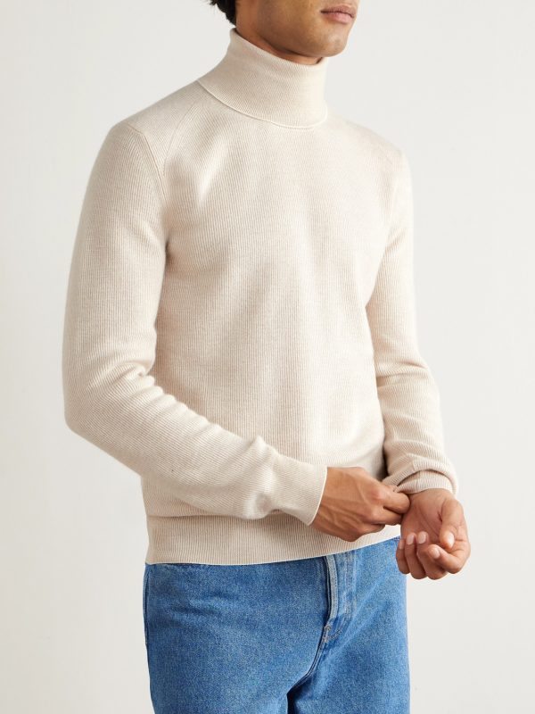 Ribbed Cashmere and Wool-Blend Rollneck Sweater - FR