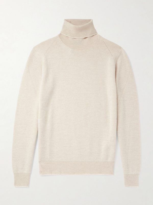Ribbed Cashmere and Wool-Blend Rollneck Sweater