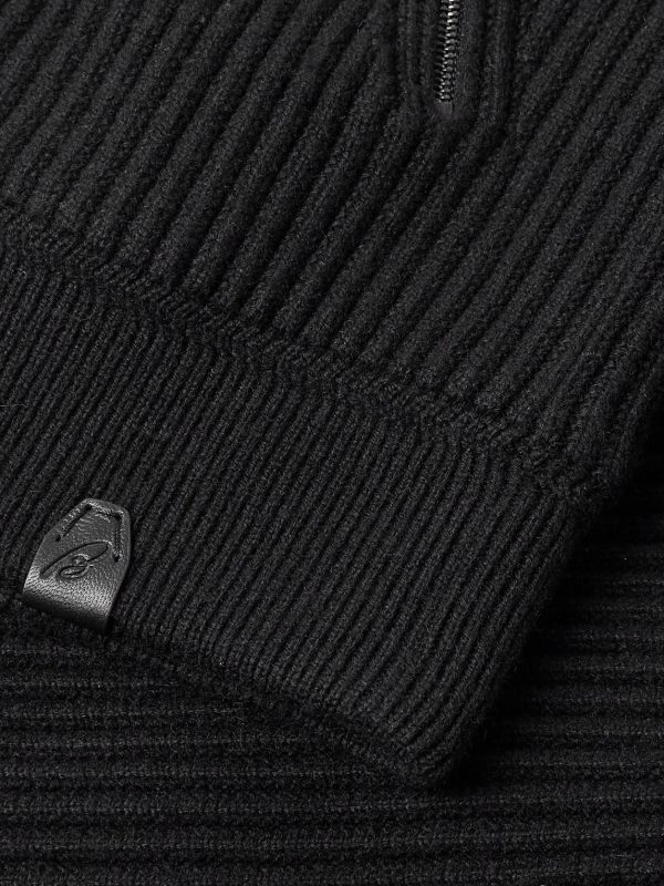 Ribbed Cashmere and Wool-Blend Zip-Up Sweater - E1 Ribbed Cashmere and Wool-Blend Zip-Up Sweater - E1