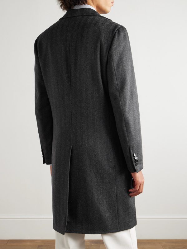 Solferino Herringbone Cashmere Coat - BK Solferino Herringbone Cashmere Coat - BK