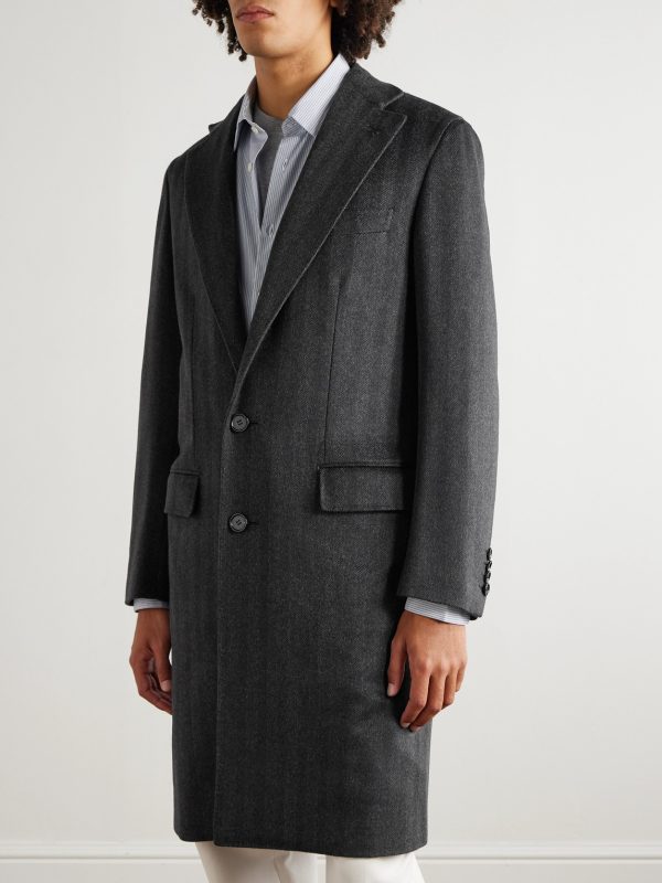Solferino Herringbone Cashmere Coat - FR Solferino Herringbone Cashmere Coat - FR
