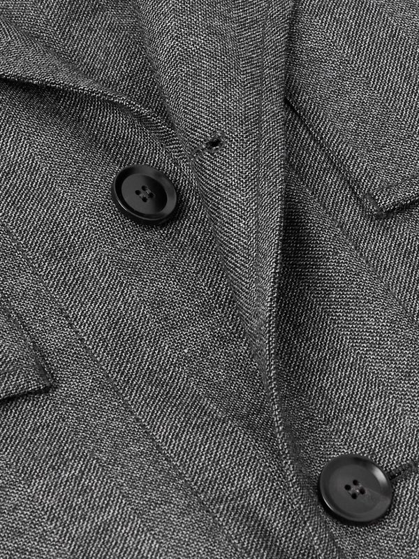 Leather-Trimmed Wool Jacket - CU Leather-Trimmed Wool Jacket - CU