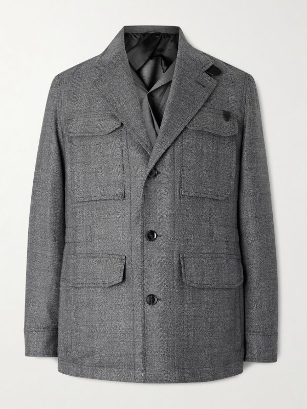 Leather-Trimmed Wool Jacket Leather-Trimmed Wool Jacket