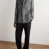 Leather-Trimmed Wool Jacket - OU Leather-Trimmed Wool Jacket - OU