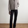 Leather and Shearling-Trimmed Cashmere Bomber Jacket - OU
