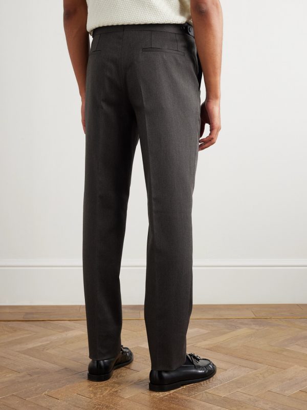 Firenze Straight-Leg Pleated Wool-Blend Gabardine Trousers - BK Firenze Straight-Leg Pleated Wool-Blend Gabardine Trousers - BK
