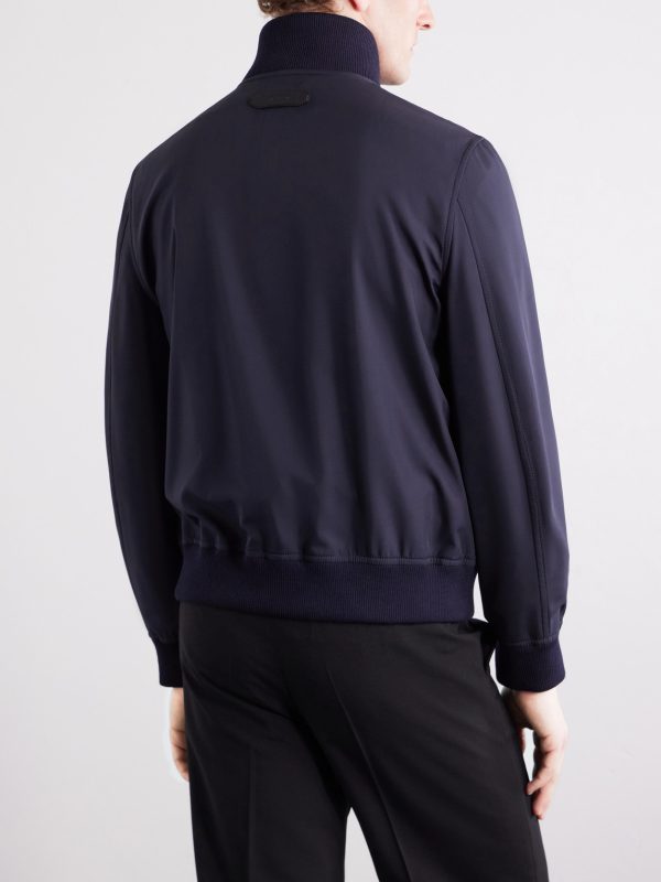 Cotton-Blend Trimmed Silk Blouson - BK Cotton-Blend Trimmed Silk Blouson - BK