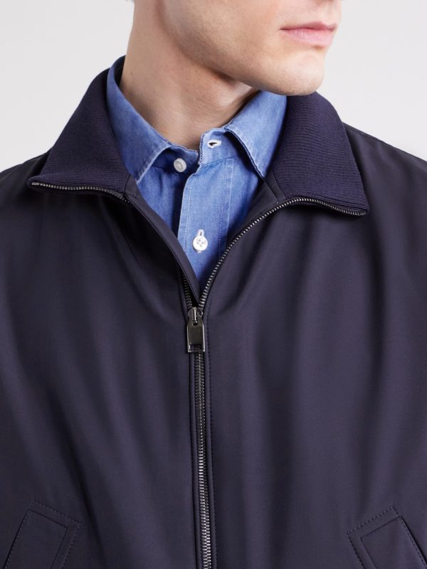 Cotton-Blend Trimmed Silk Blouson - CU Cotton-Blend Trimmed Silk Blouson - CU