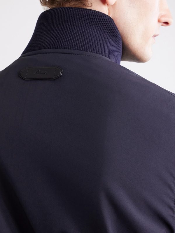 Cotton-Blend Trimmed Silk Blouson - E1 Cotton-Blend Trimmed Silk Blouson - E1