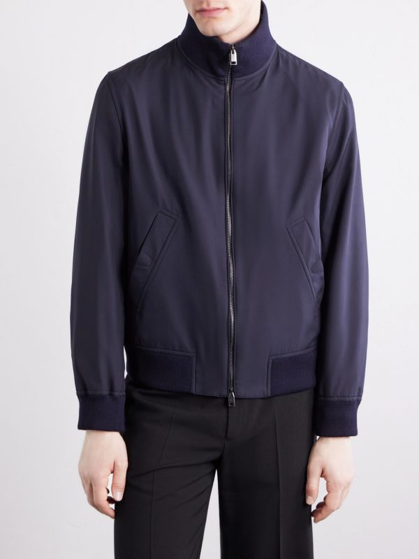 Cotton-Blend Trimmed Silk Blouson - FR Cotton-Blend Trimmed Silk Blouson - FR