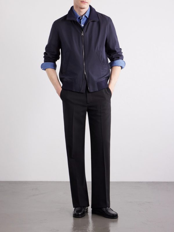 Cotton-Blend Trimmed Silk Blouson - OU Cotton-Blend Trimmed Silk Blouson - OU