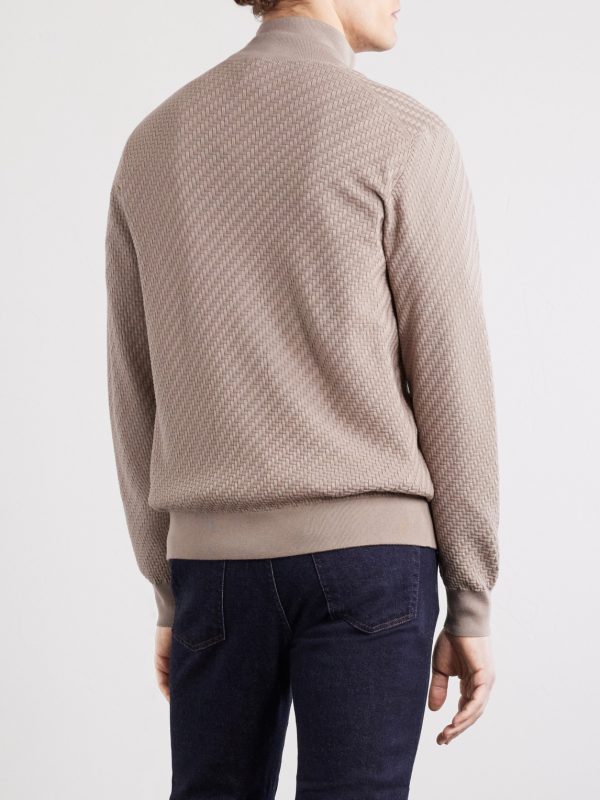 Cotton, Silk and Cashmere-Blend Zip-Up Sweater - BK