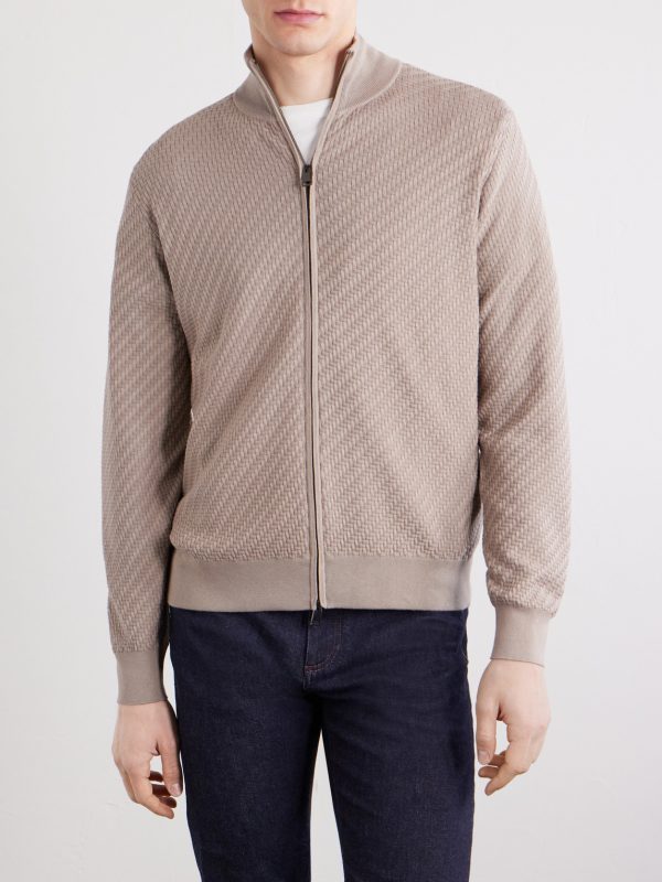 Cotton, Silk and Cashmere-Blend Zip-Up Sweater - FR
