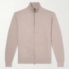 Cotton, Silk and Cashmere-Blend Zip-Up Sweater