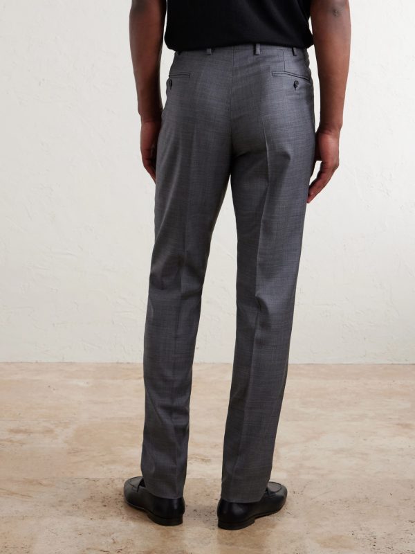 Sharkskin Trevi Straight-Leg Wool Trousers - BK Sharkskin Trevi Straight-Leg Wool Trousers - BK