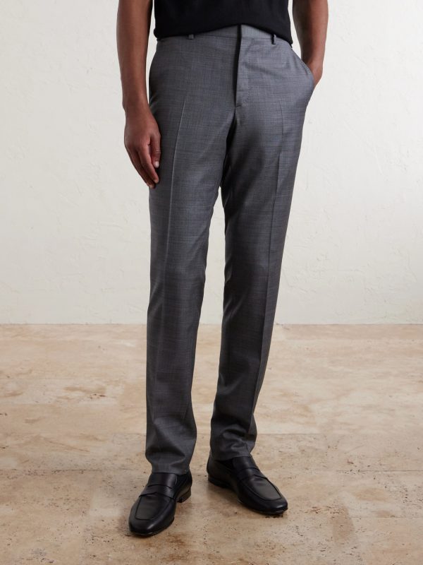 Sharkskin Trevi Straight-Leg Wool Trousers - FR Sharkskin Trevi Straight-Leg Wool Trousers - FR