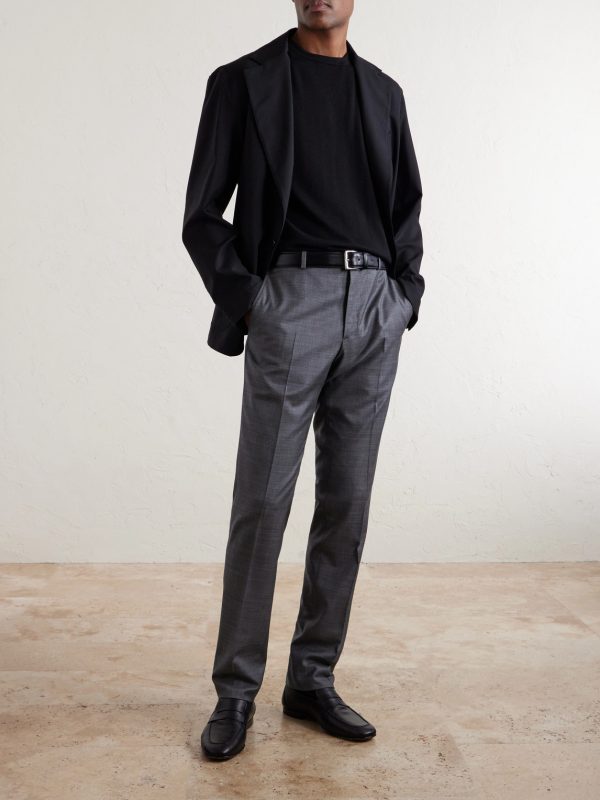 Sharkskin Trevi Straight-Leg Wool Trousers - OU Sharkskin Trevi Straight-Leg Wool Trousers - OU