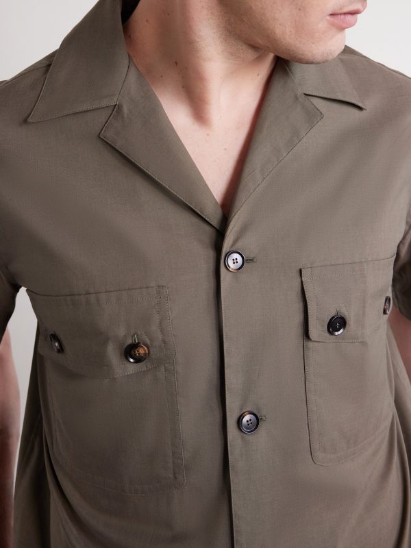 Convertible-Collar Cotton-Poplin Shirt - CU