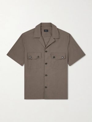 Convertible-Collar Cotton-Poplin Shirt Convertible-Collar Cotton-Poplin Shirt