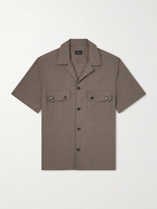 Convertible-Collar Cotton-Poplin Shirt