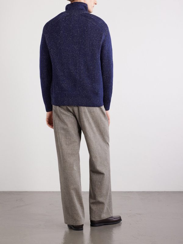 Cotton, Wool and Linen-Blend Half-Zip Sweater - BK Cotton, Wool and Linen-Blend Half-Zip Sweater - BK