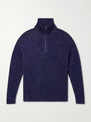 Cotton, Wool and Linen-Blend Half-Zip Sweater