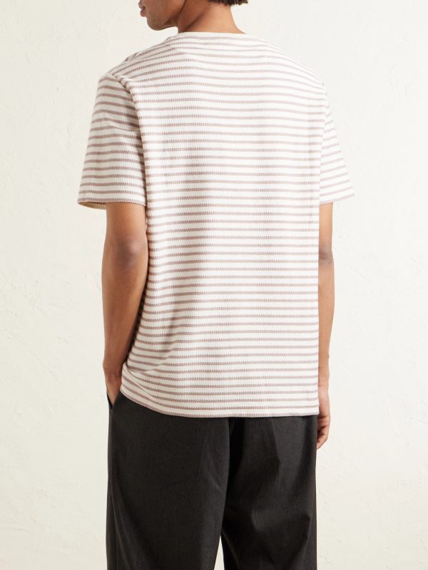 Striped Ribbed Cotton-Jersey T-Shirt - BK Striped Ribbed Cotton-Jersey T-Shirt - BK