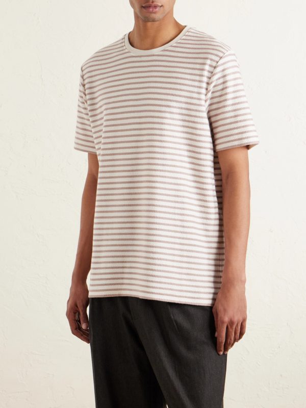 Striped Ribbed Cotton-Jersey T-Shirt - FR Striped Ribbed Cotton-Jersey T-Shirt - FR