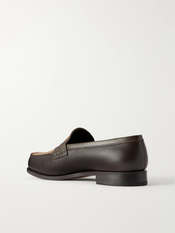 180 Leather-Trimmed Suede Penny Loafers - BK