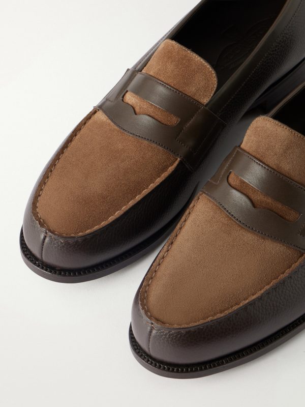 180 Leather-Trimmed Suede Penny Loafers - CU