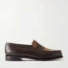 180 Leather-Trimmed Suede Penny Loafers