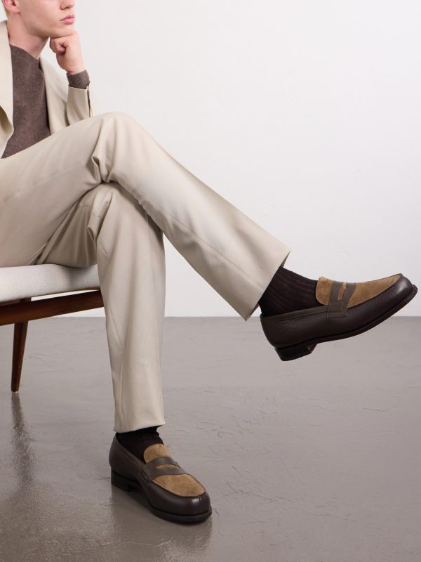 180 Leather-Trimmed Suede Penny Loafers - OU